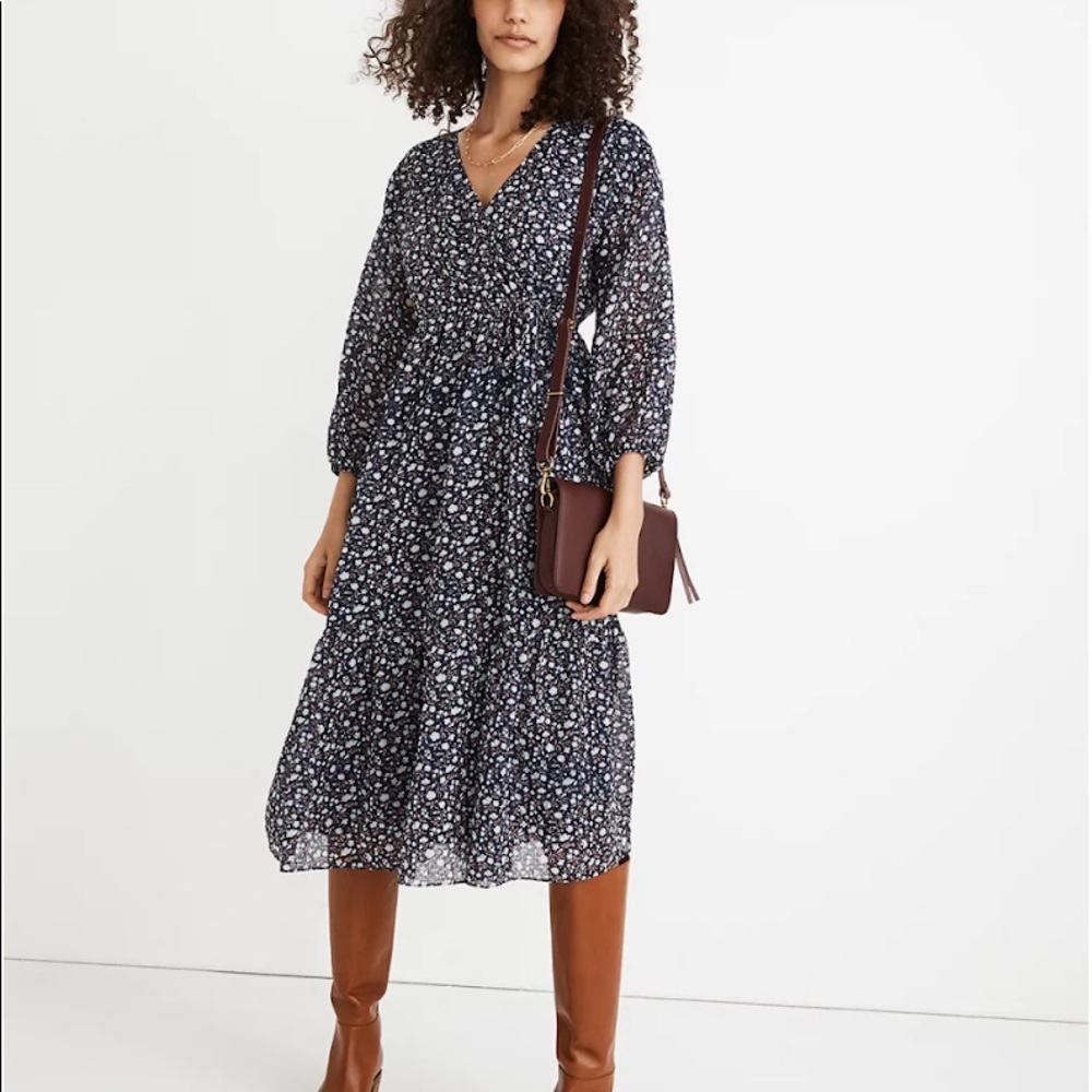 Madewell Tie-Waist Midi Dress in Harvest Vine